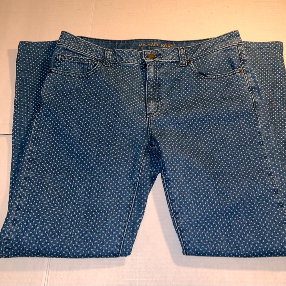 Michael Kors Women’s Polka Dot Blue White Skinny Jeans Size 6